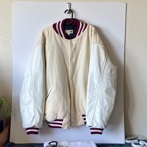 Maverick Varsity Jacket Tan white Leather Wool, Open to offers